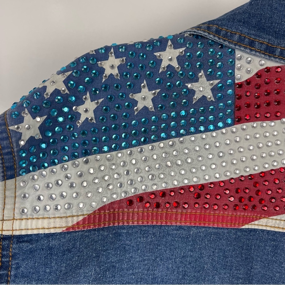 Bradford Exchange USA Denim Jacket Embellished Women’s Medium Patriotic Western - Picture 12 of 12